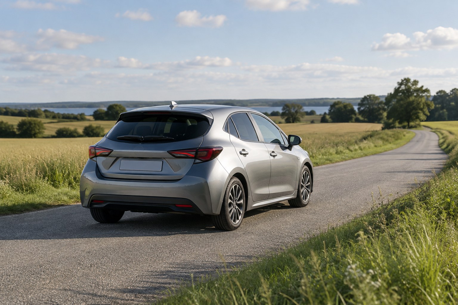 Sort Toyota Corolla fotograferet bagfra